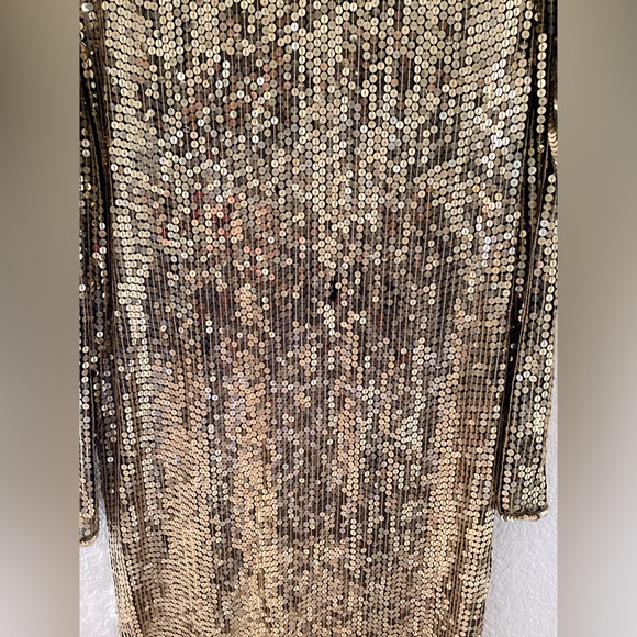 Vintage Gold Black Sequin Silk Dress Flapper - Picture 4 of 8